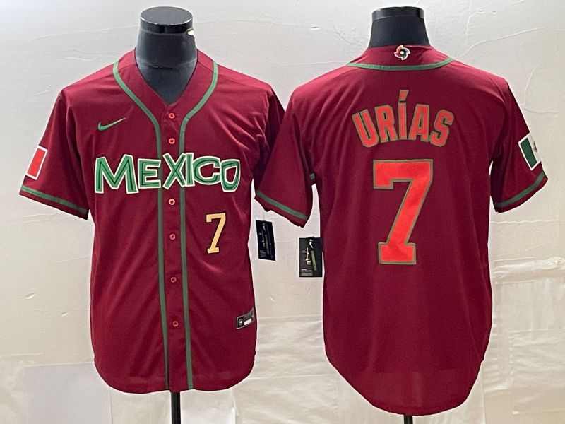 Men 2023 World Cub Mexico #7 Urias Red orange Nike MLB Jersey4->more jerseys->MLB Jersey